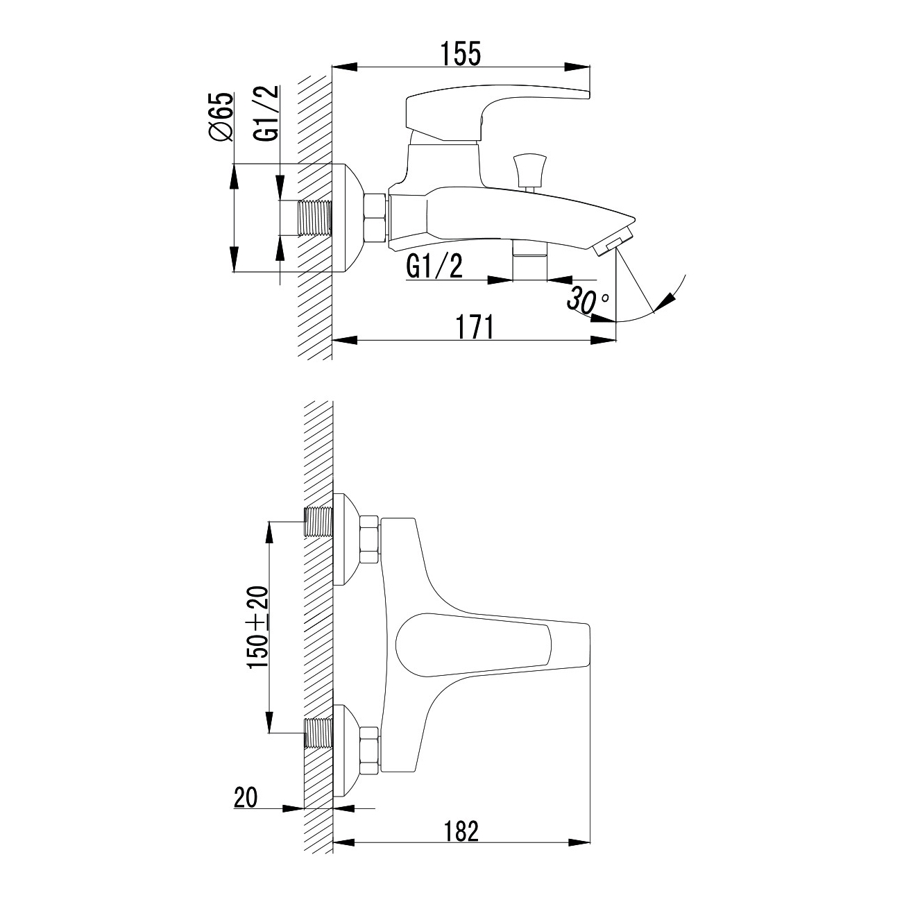 JESENIK змішувач для ванни, хром, 35 мм