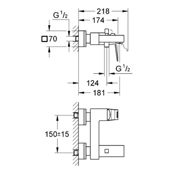 Змішувач для ванни Grohe Eurocube, хром (23140000)