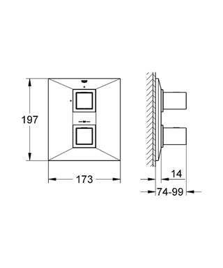 Термостат для душу прихованого монтажу Grohe Allure Brilliant, зовнішня частина для 35500000