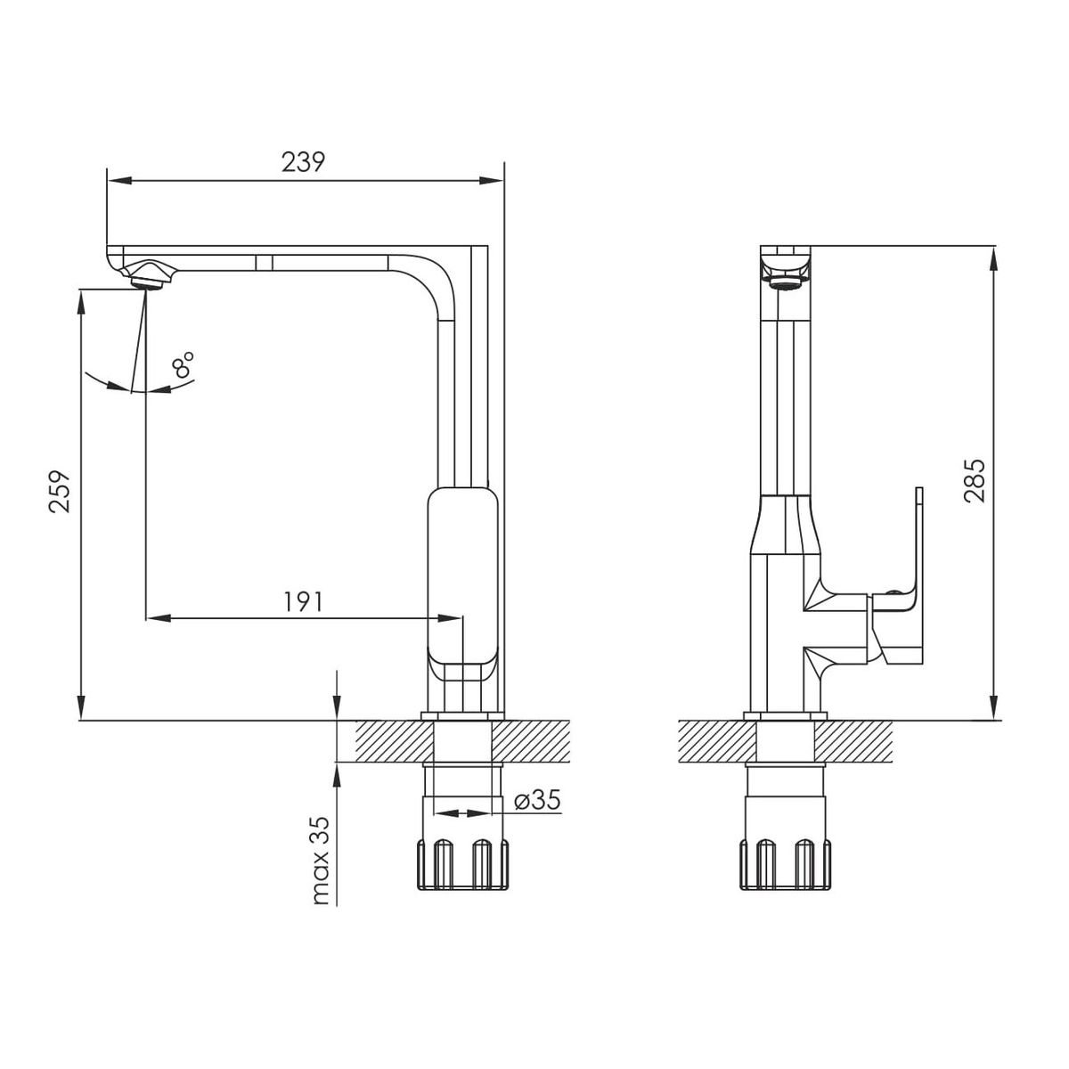 BILOVEC змiшувач до кухнi, хром, 35мм