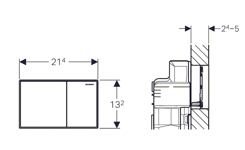 Sigma60 змивному клавіша, подвійний змив, скло біле