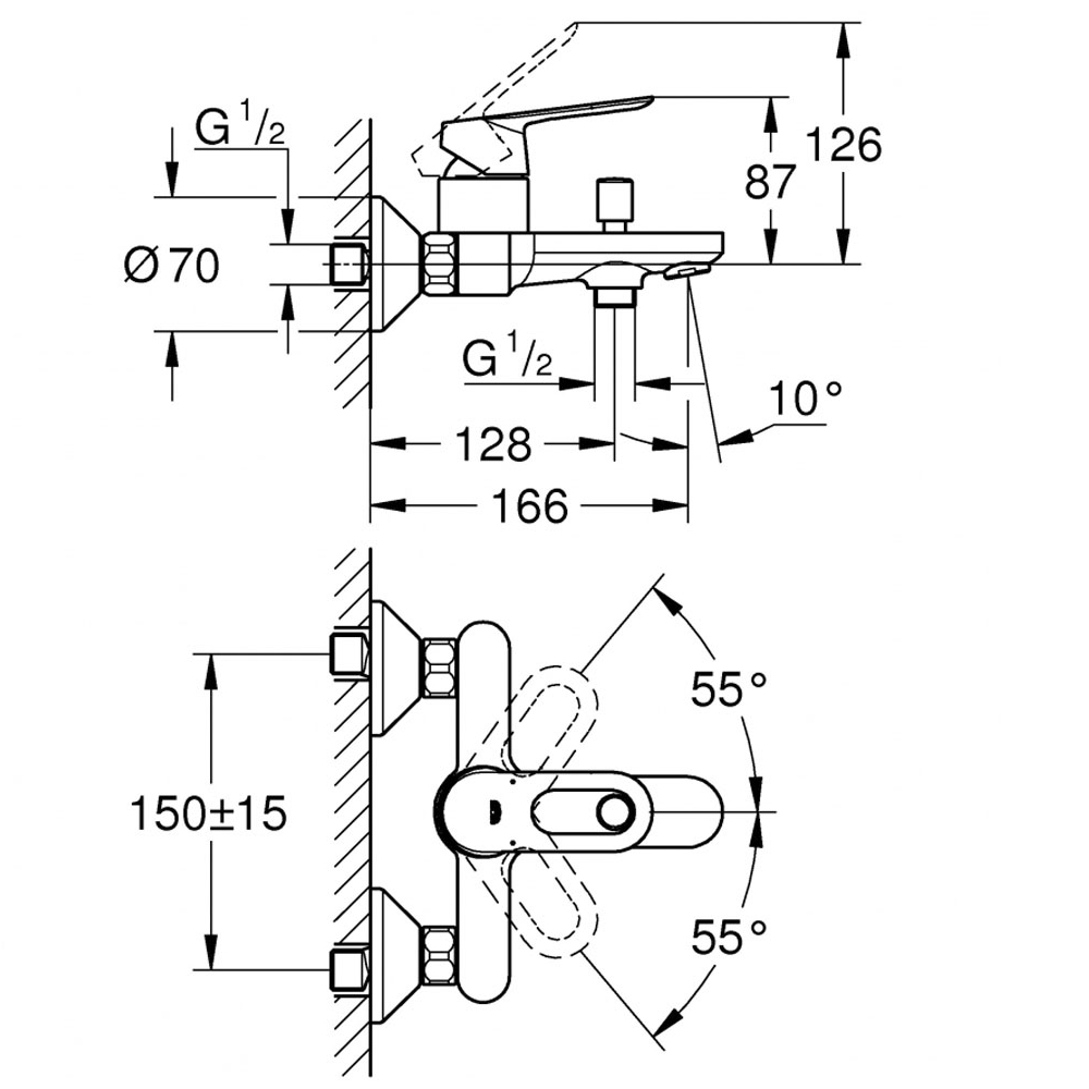 Змішувач для ванни Grohe BauLoop, хром (23603000)