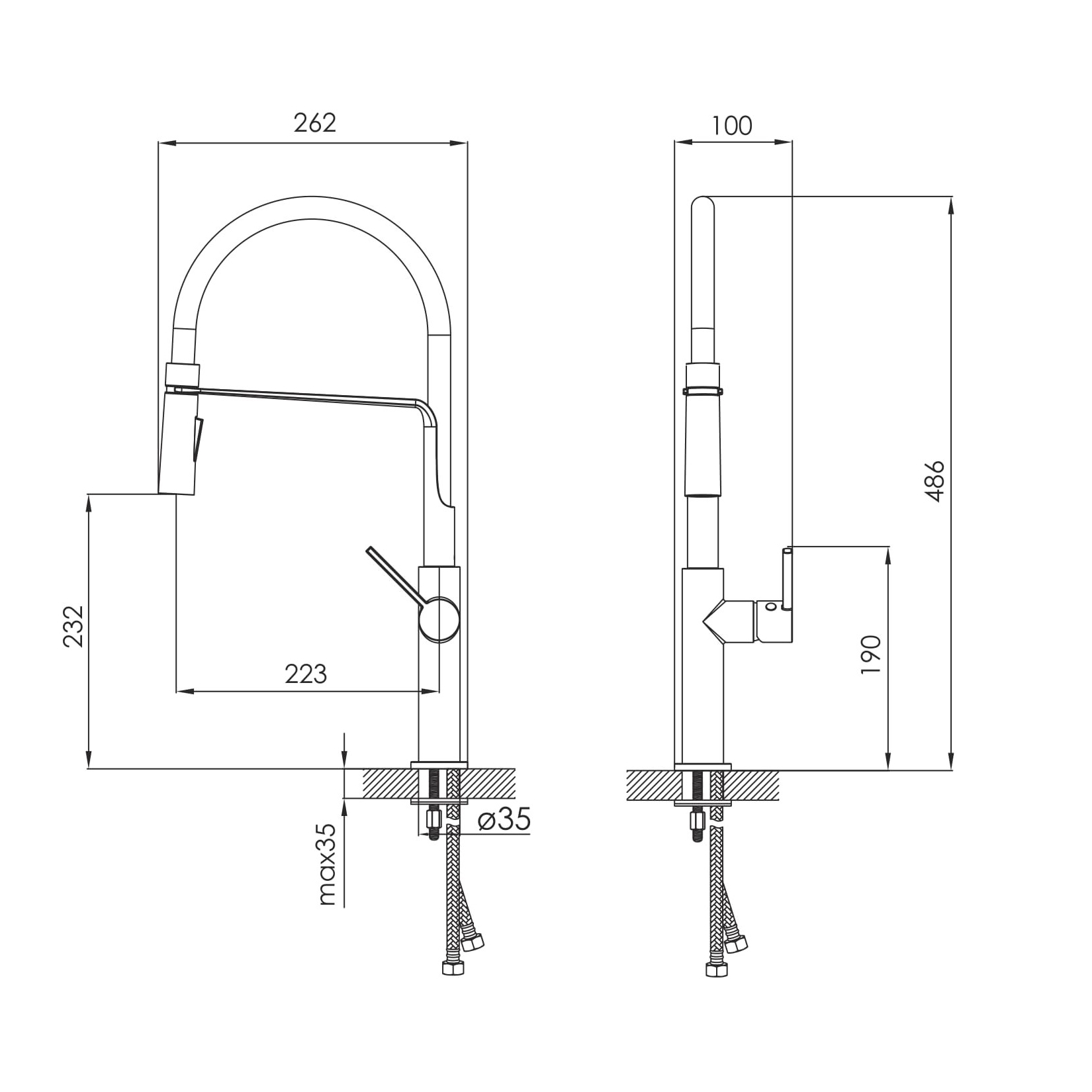 BOA US змішувач для кухні, хром, 25мм