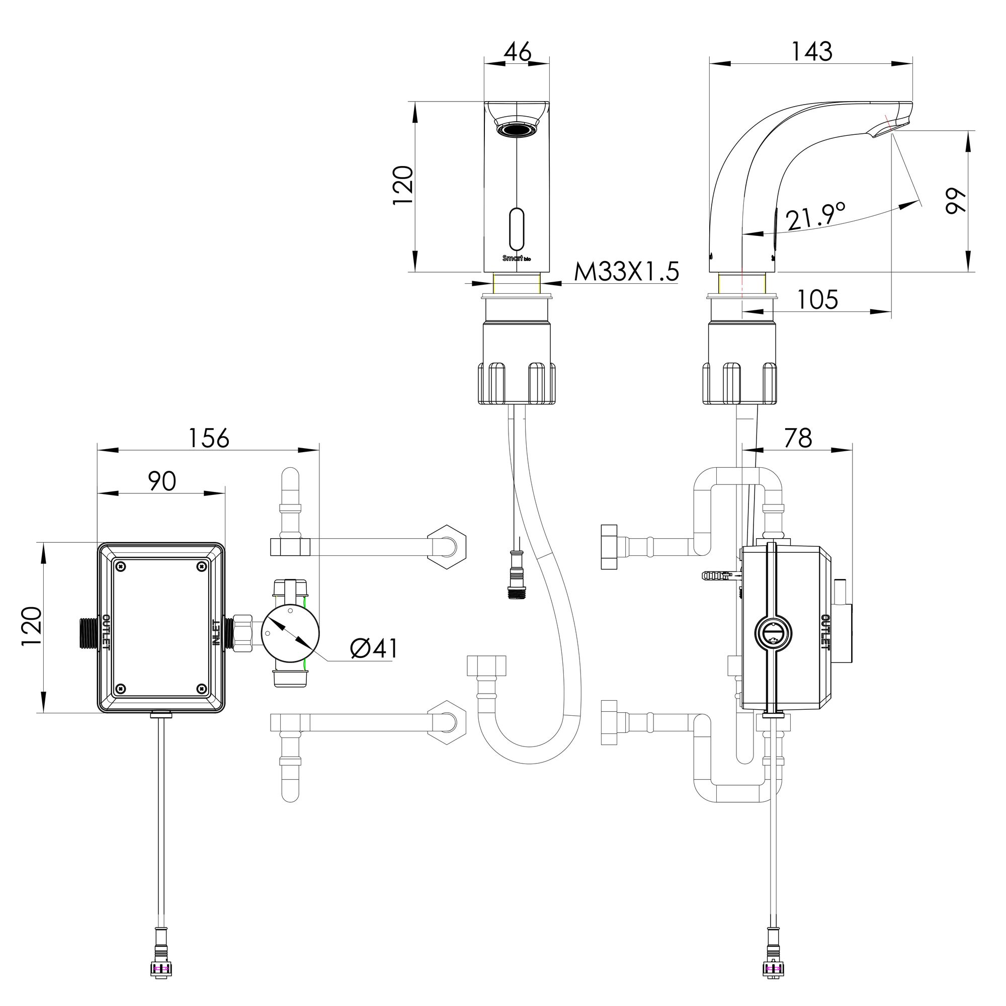 KROK SE змішувач для умивальника, електроніка
