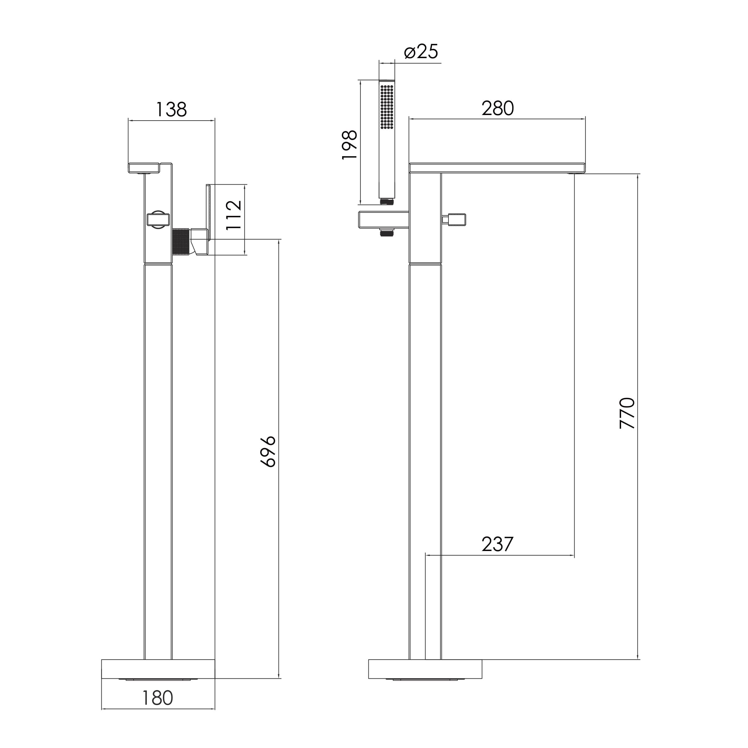 DEIRA змішувач для ванни окремостоячий, хром