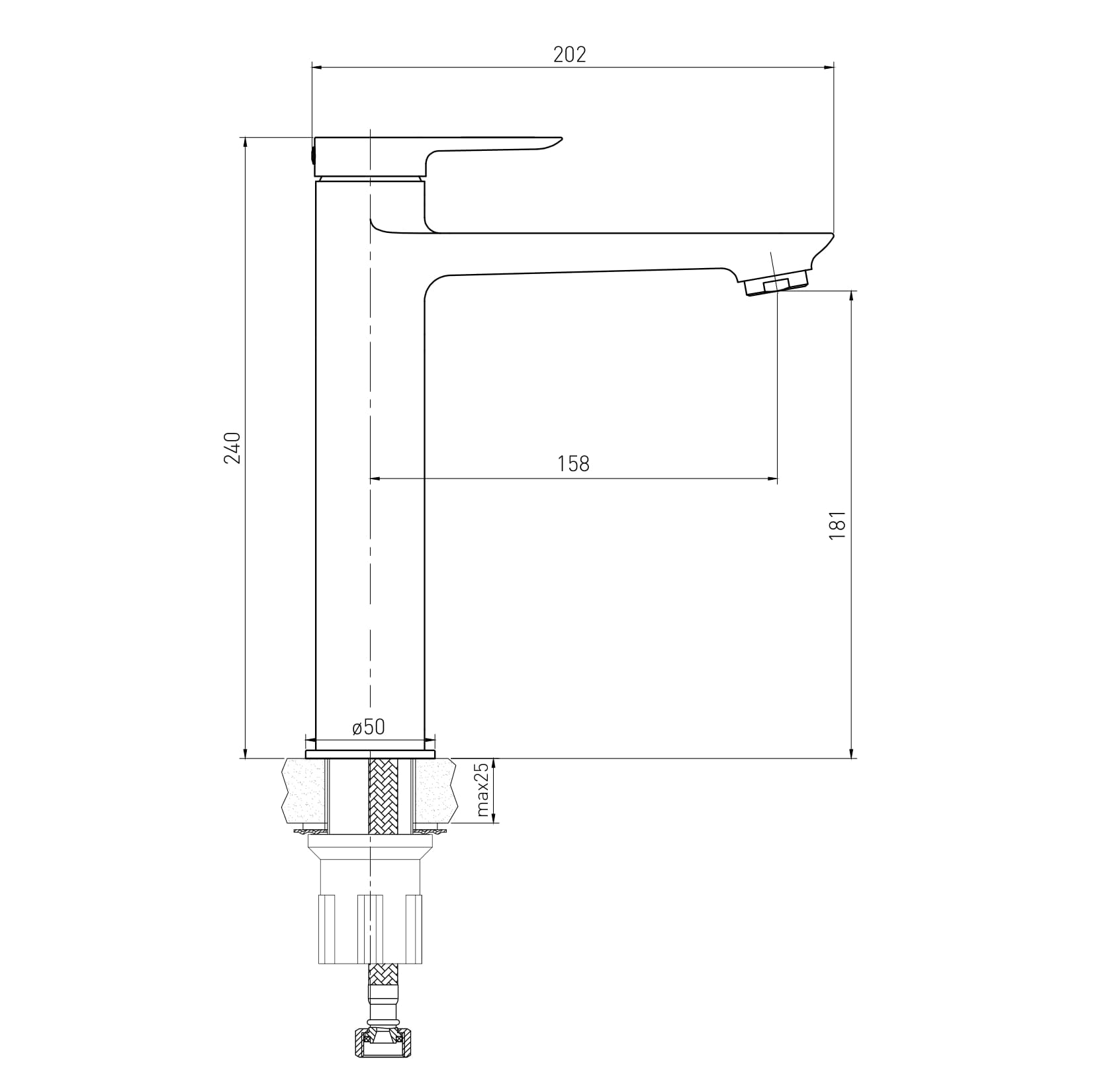 LIBRA змішувач для умивальника високий, 35 мм, cromo