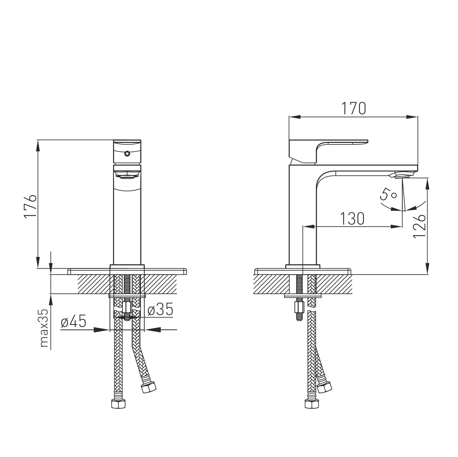 LEON змішувач для умивальника, 26 мм, de la noche