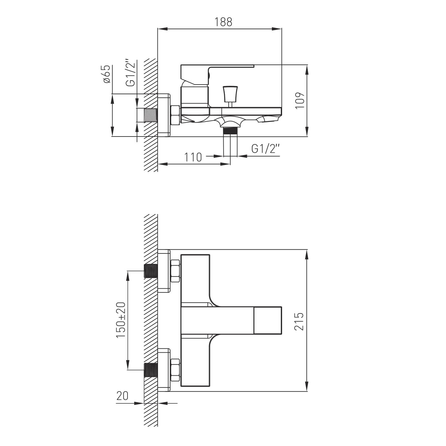 LEON змішувач для ванни, 35 мм, de la noche