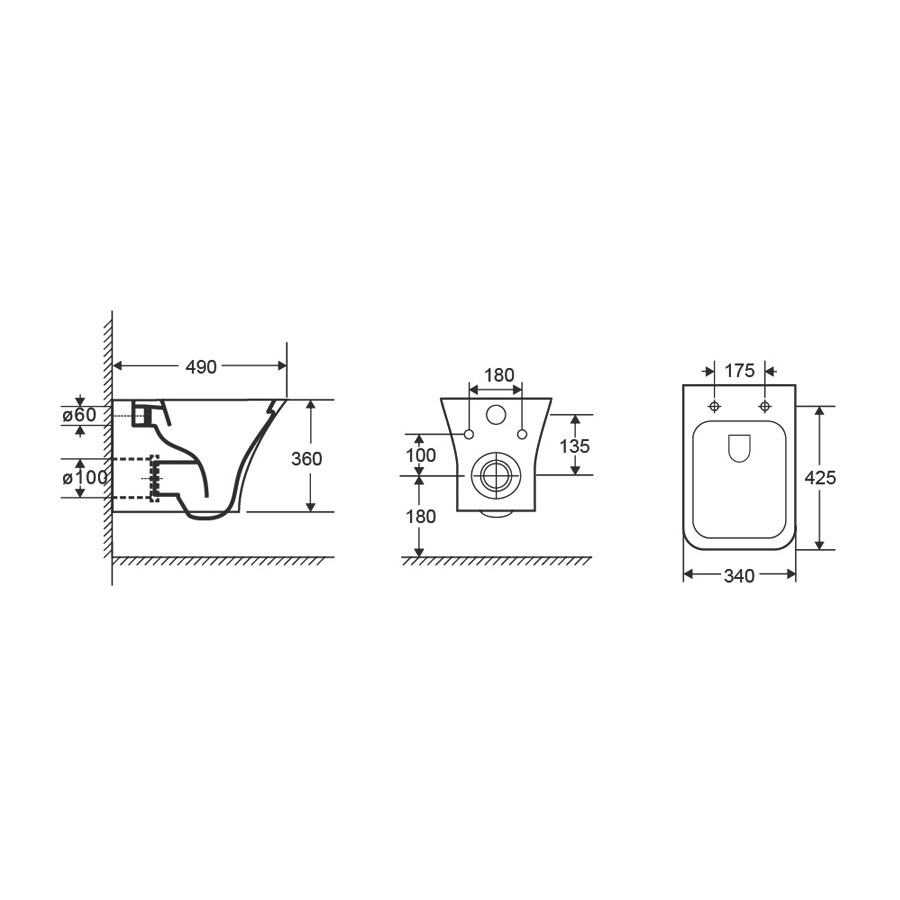 NARON Rimless унітаз підвісний 48*34*35см, сидіння Duroplast Slim slow-closing