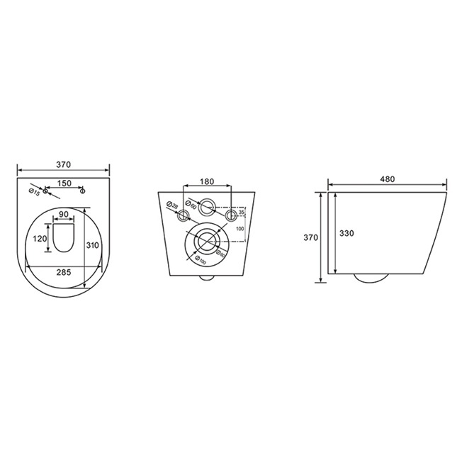 JESS Rimless унітаз підвісний 48*37*37 см, сидіння Duroplast Slim slow-closing, чорний матовий