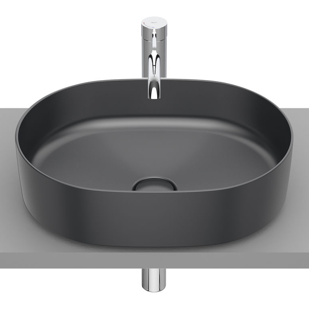 INSPIRA ROUND умивальник 50*37*14cм, накладний, без отв. пiд змiшувач, без переливу, колiр онiкс