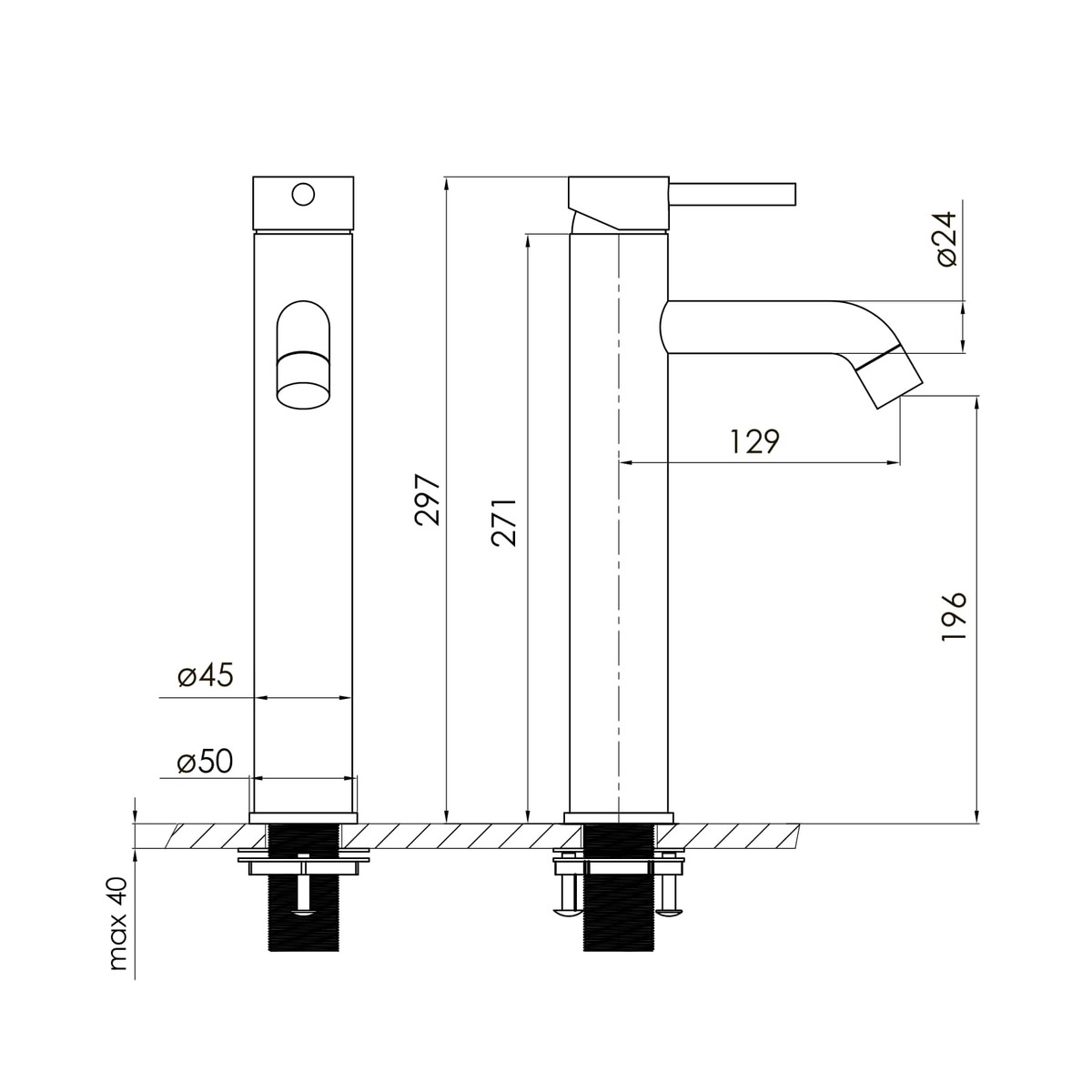 CRUZE змішувач для умивальника високий, cepillado oro