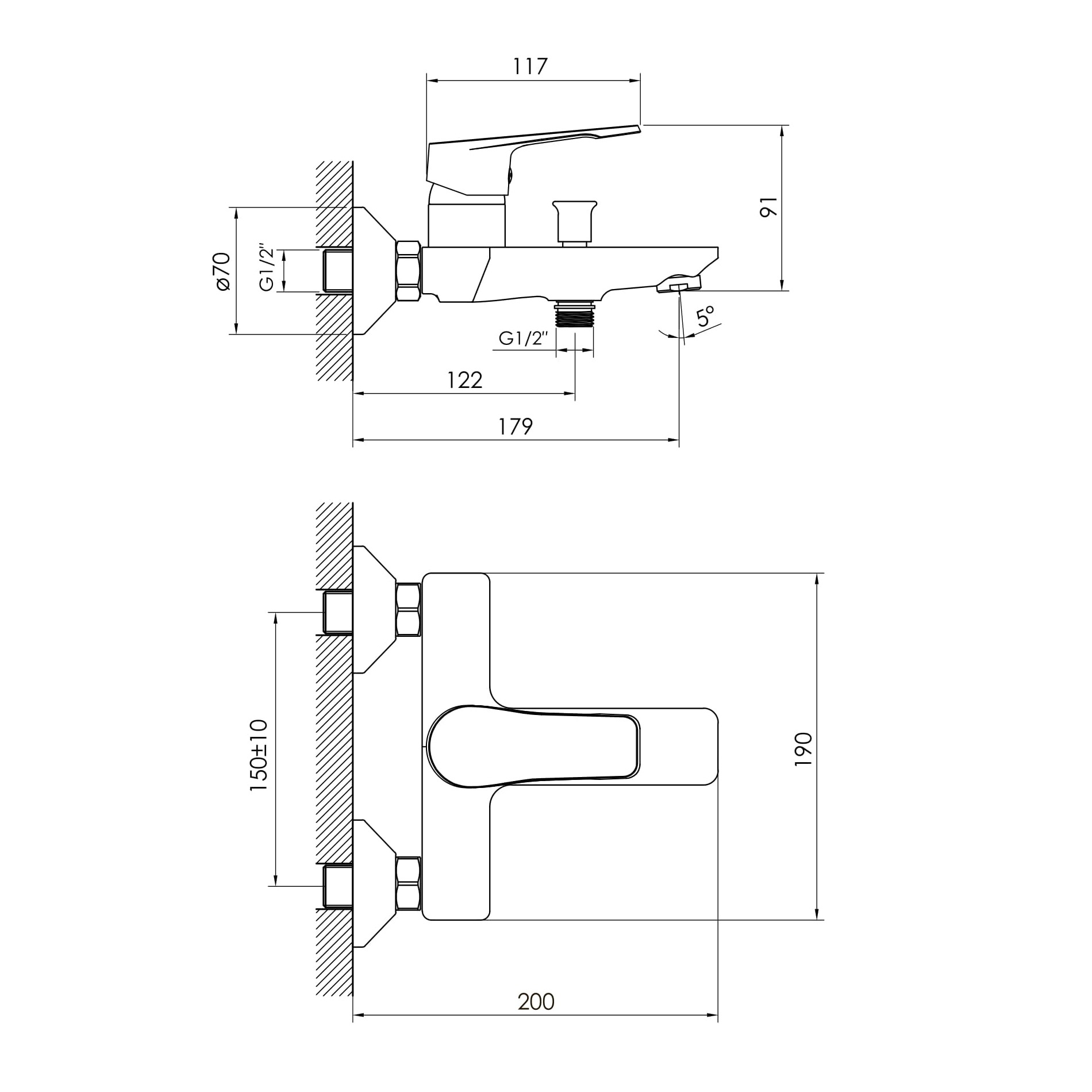 VITE змішувач для ванни, хром, 35 мм