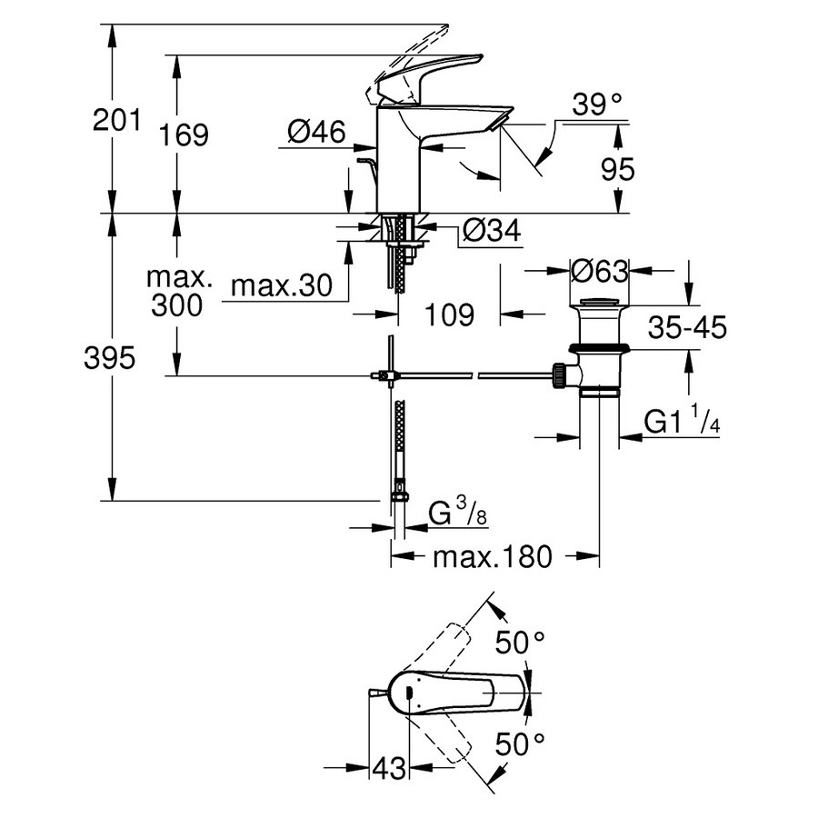 Змішувач для умивальника GROHE EUROSMART 33265003