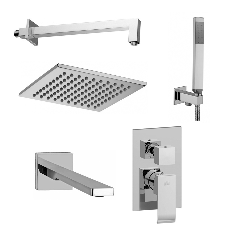 Комплект для душу зі змішувачем, виливом, верхнім і ручним душем Paffoni, хром (KIT EL019CR)