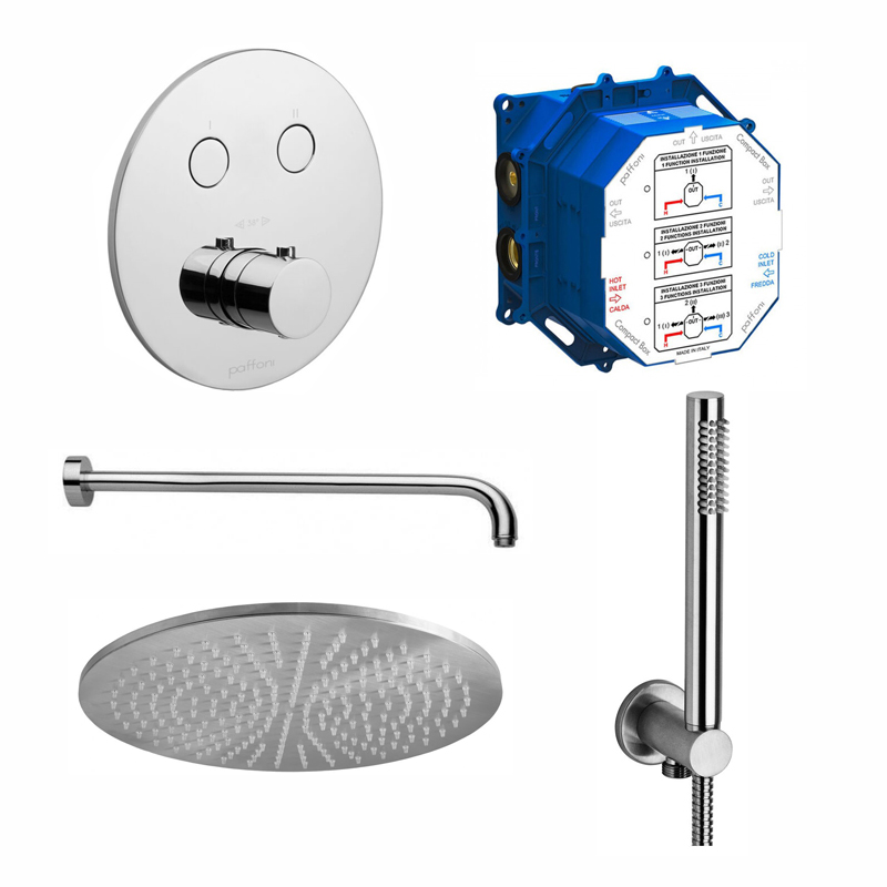 Душовий набір Paffoni Compact-T Tondo Steel, нержавіюча сталь (Kit Compact-T Tondo Steel)