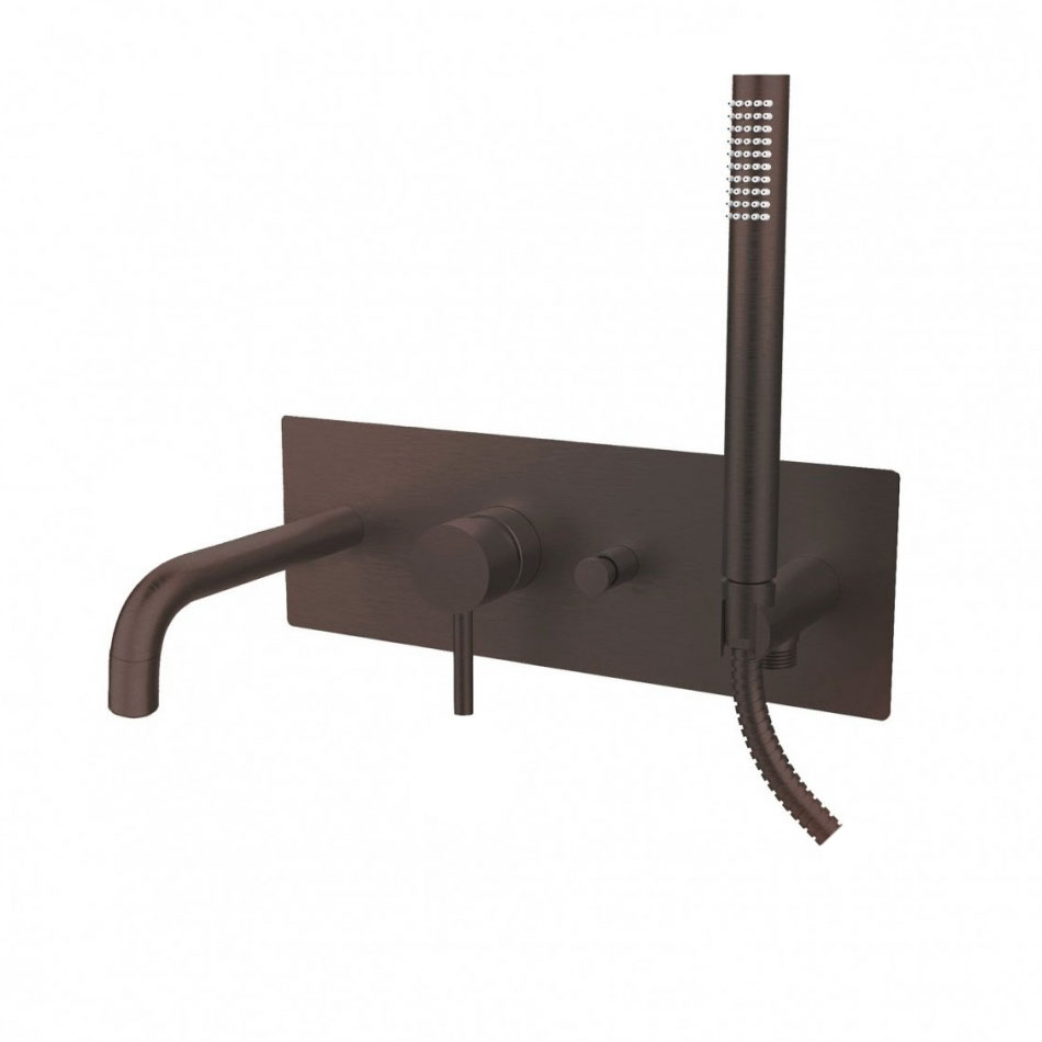 Змішувач для ванни/душу з виливом і душем Paffoni Light, Brushed Black Nickel (LIG001NKNSP)