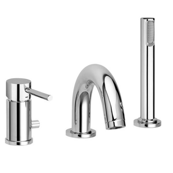 Змішувач на борт ванни Paffoni Light з душовим гарнітуром, хром (LIG040LCR)