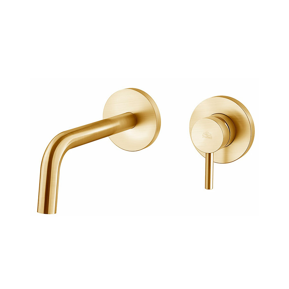 Змішувач для умивальника настінний Paffoni Light, вилив 12.3 см, Brushed Honey Gold (LIG104HGSP70)