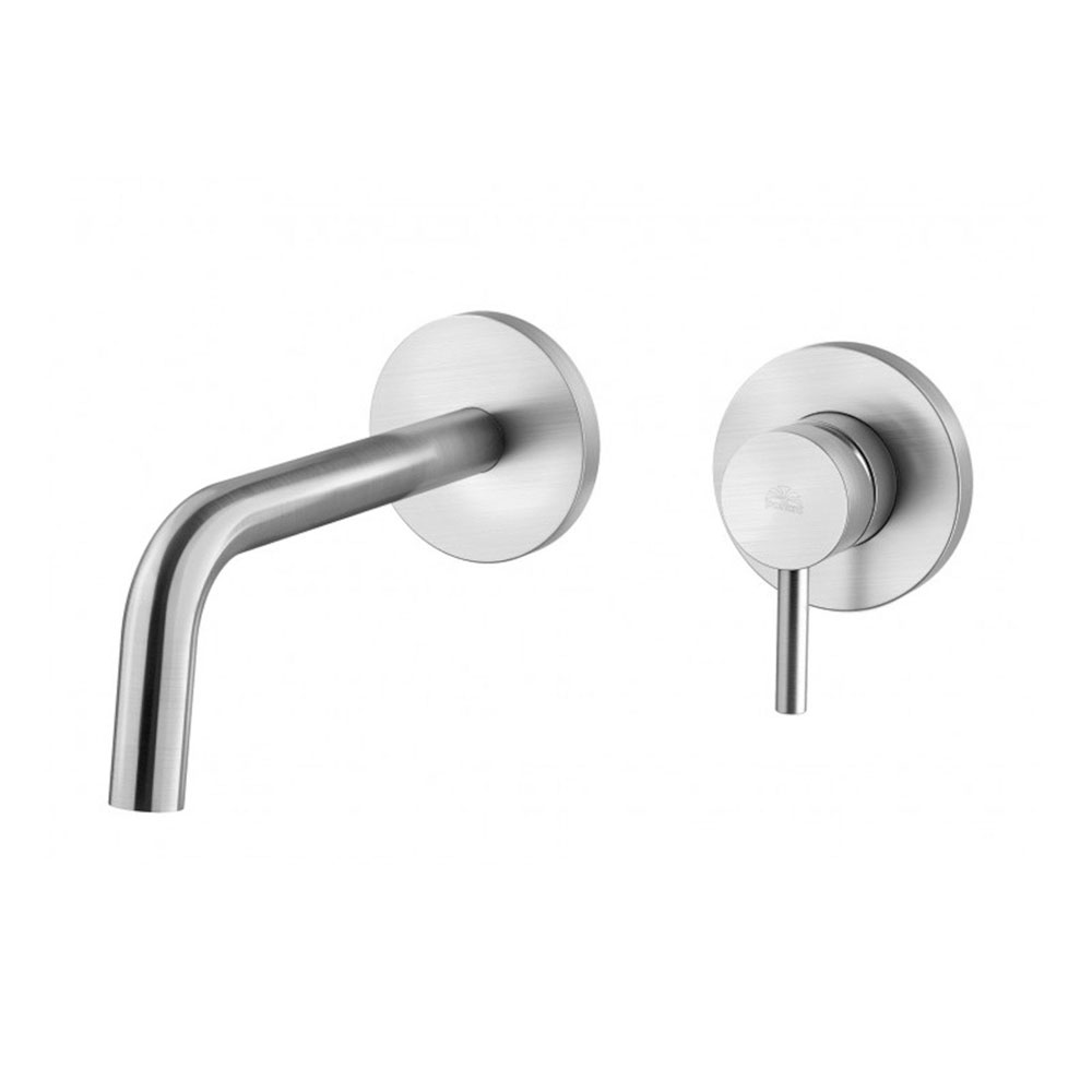 Змішувач для умивальника настінний Paffoni Light, вилив 12.3 см, Steel Looking (LIG104ST70)