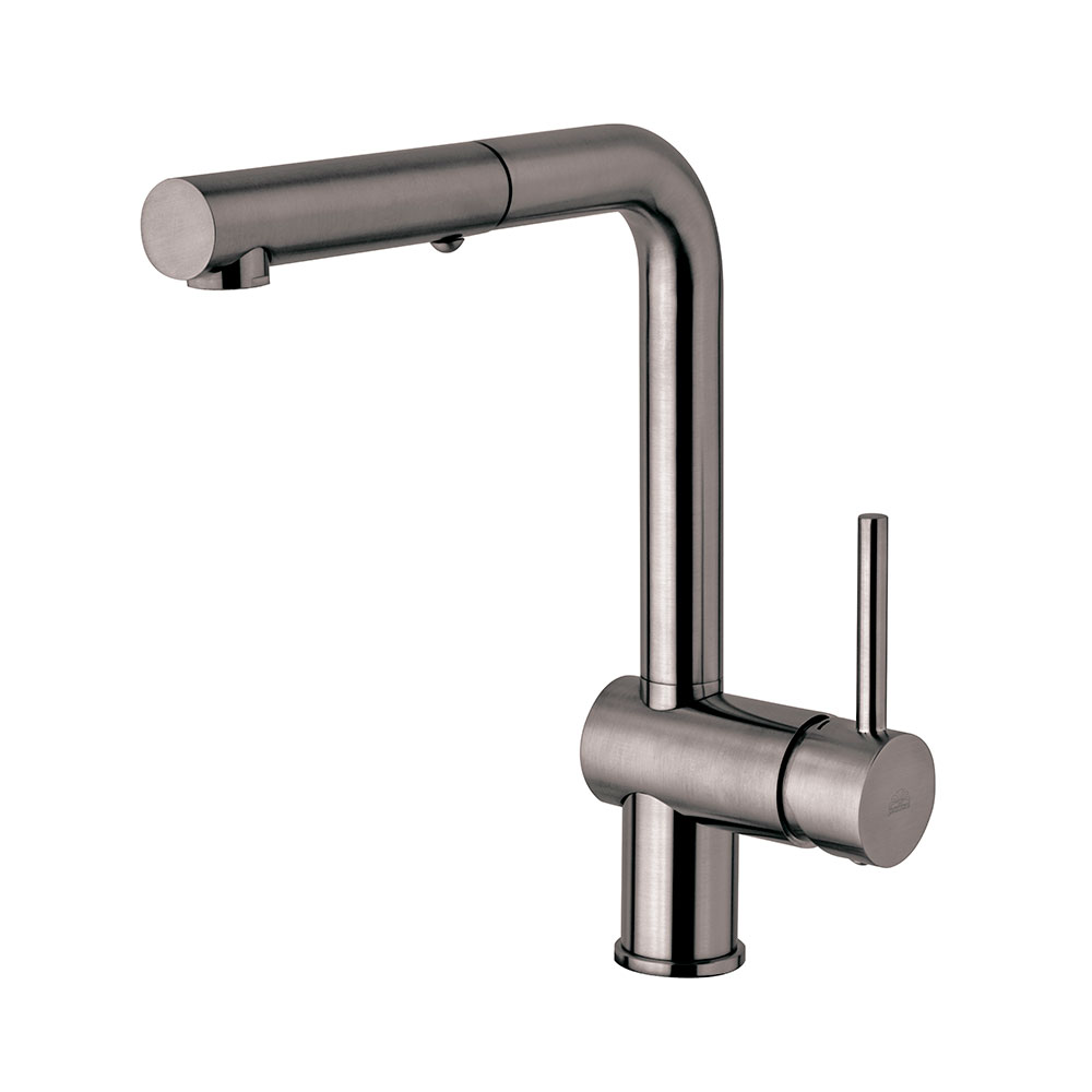 Змішувач для кухні Paffoni Light, з висувним виливом, Brushed Black Nickel (LIG285NKNSP-MET)