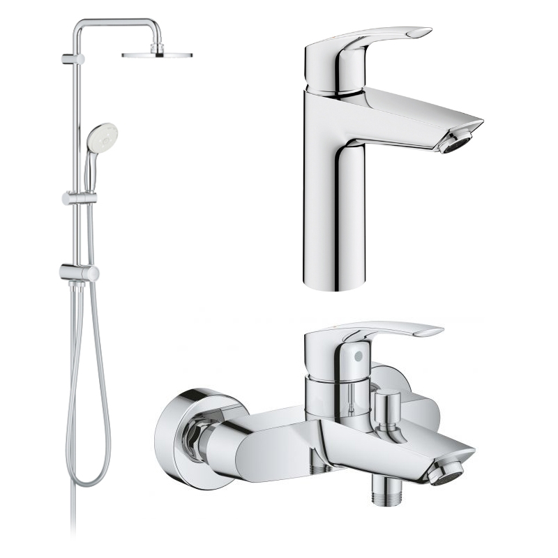 Набір змішувачів Grohe Eurosmart New 3 в 1 для ванни та душу, хром (UA123389M0)