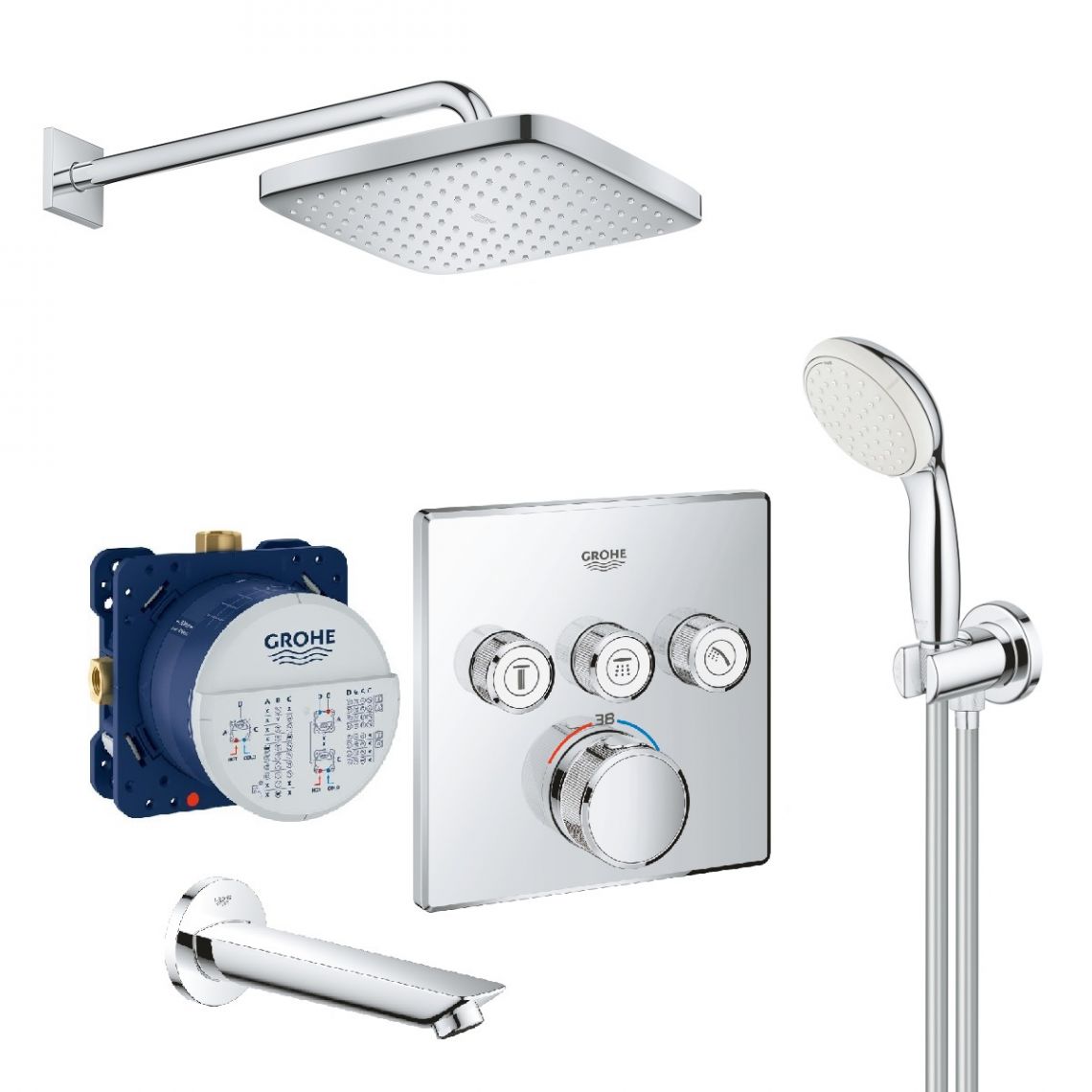 Комплект для душа / ванни Grohe Grohtherm SmartControl з Tempesta Cube 250, хром (UA26415SC2)