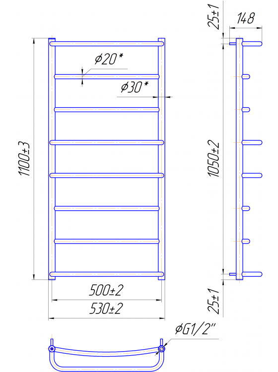 Люкс HP 1100x530/500