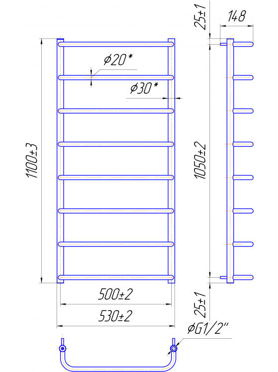 Стандарт HP 1100x530/500