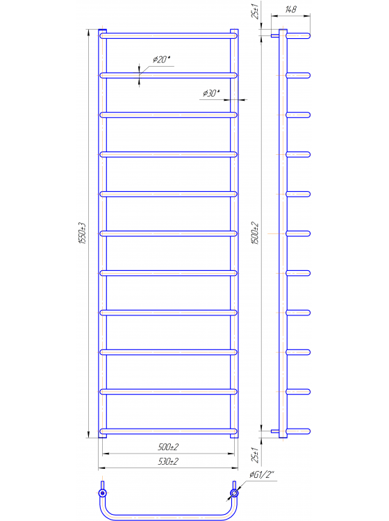 Стандарт HP 1550x530/500
