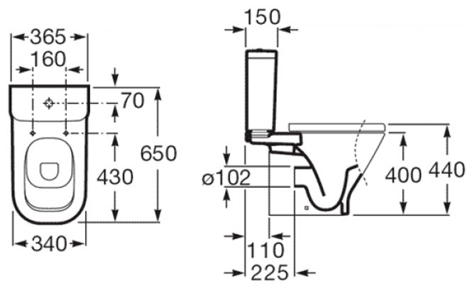 Gap чаша унiтазу, горизонтальний випуск