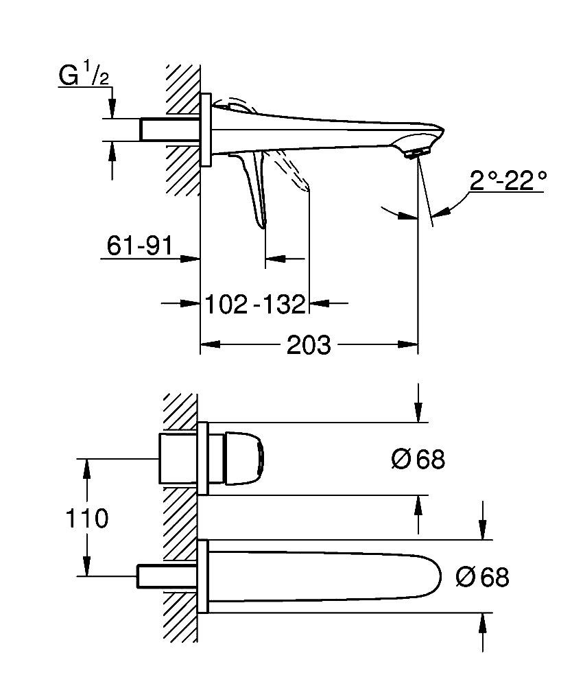 Змішувач для раковини на два отвори Grohe Eurostyle M-size (19571003)
