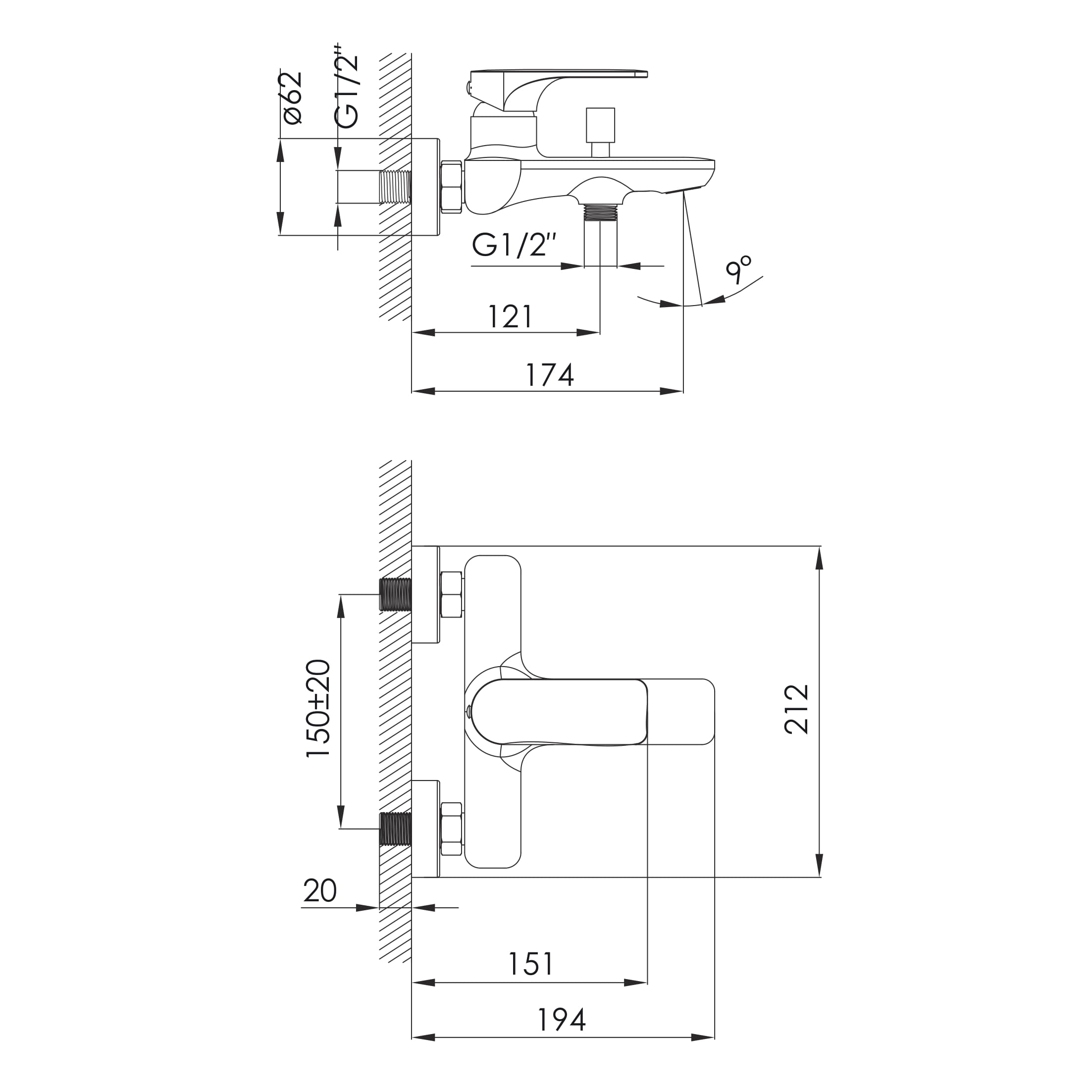 BILINA змішувач для ванни, нікель 35мм