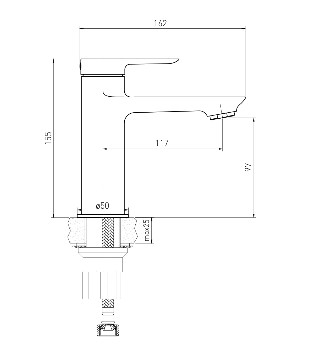 LIBRA змішувач для умивальника, 35 мм, cromo