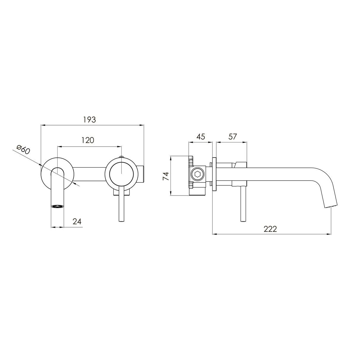 CRUZE змішувач для умивальника прихованого монтажу, cepillado oro