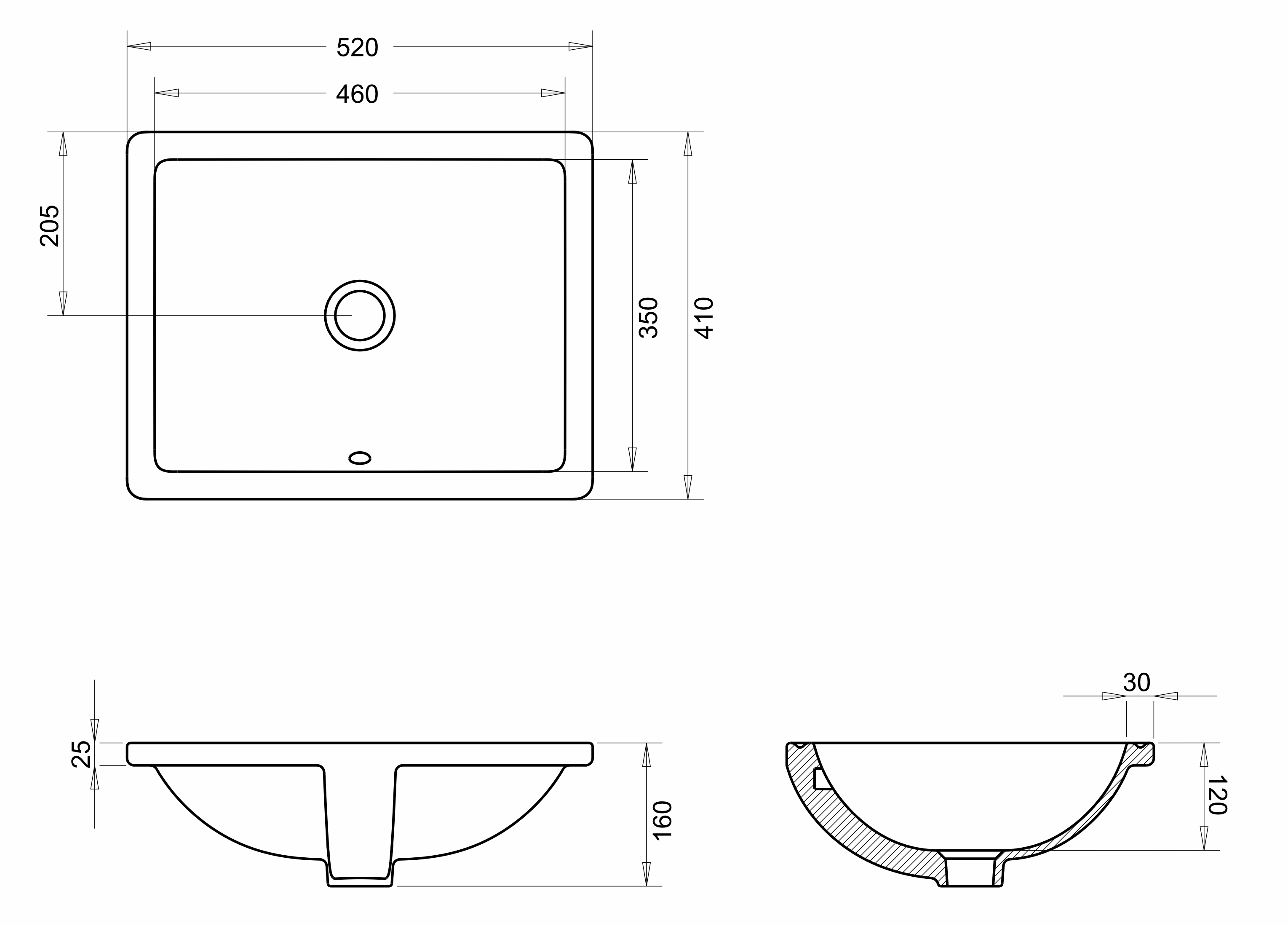 IMPRESE умывальник прямоугольный (41*52*16см врезной под столешницу)
