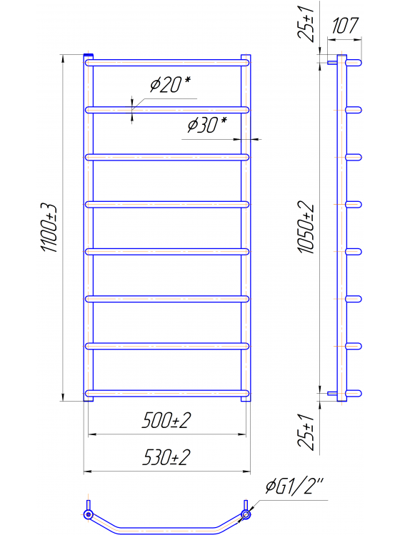 Трапеція HP 1100x530/500
